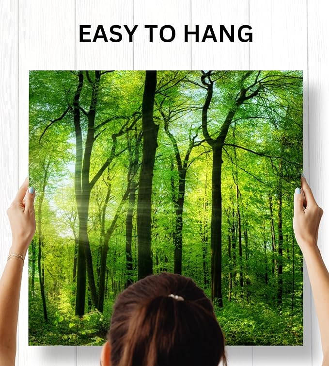 Forest Wall Art Decor - Large Canvas Art 24x72 - 3 Panel Green Nature Print - Forest Picture of Trees Wall Art - Landscape Nature Canvas Wall Art for Living Room, Bedroom & Office