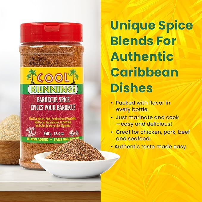 Cool Runnings Barbecue Spice 350g - Smoky and Flavorful Blend for Grilling, Roasting, and Seasoning Meats, Vegetables, and Seafood, Ideal for BBQ Dishes