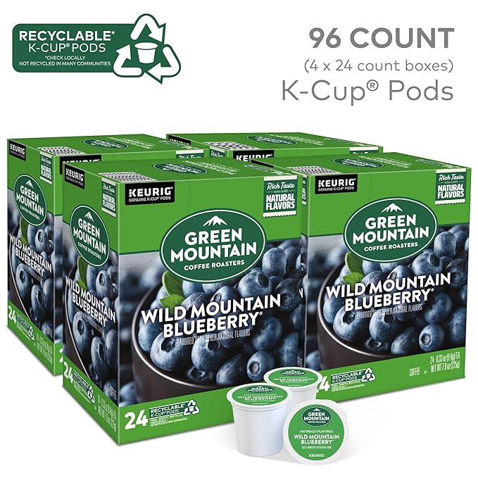 Green Mountain Coffee Roasters Wild Mountain Blueberry Keurig Single-Serve K-Cup pods, Light Roast Coffee, 96 Count