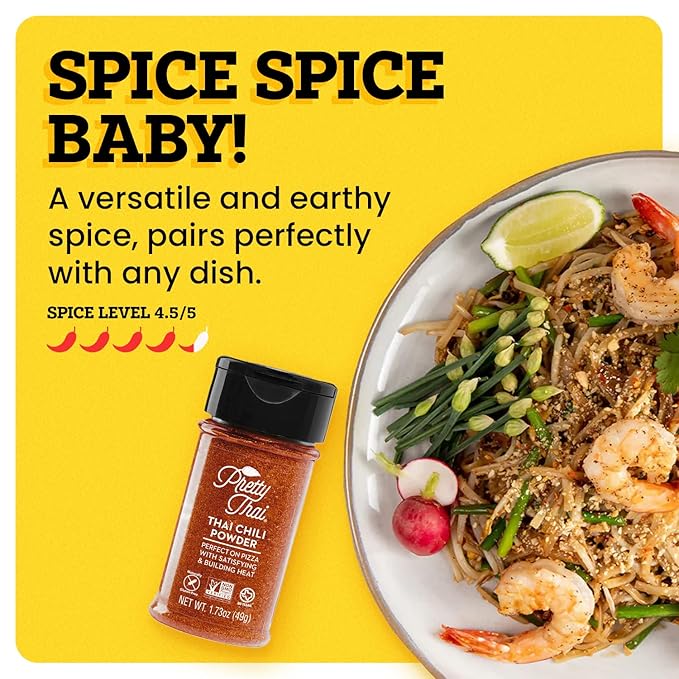 Pretty Thai Chili Powder - 1.7oz, Pack of 6 I Chili Seasoning Mix with Dried Thai Chili Flakes, Asian Cooking Spices for Authentic Thai Food, Add Heat without Overpowering the Palate, Spice Level 4.5 out of 5*