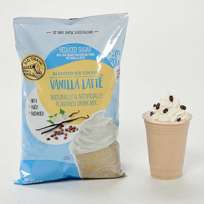Big Train Reduced Sugar Vanilla Latte Blended Ice Coffee Beverage Mix, 3.5 Pound (Pack of 1)