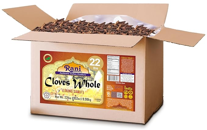 Rani Cloves Whole (Laung) 352oz (22lbs) 9.98kg, Bulk Box, Great for Food, Tea, Pomander Balls and Potpourri, Hand Selected, Spice ~ All Natural | NON-GMO | Kosher | Vegan | Gluten Friendly
