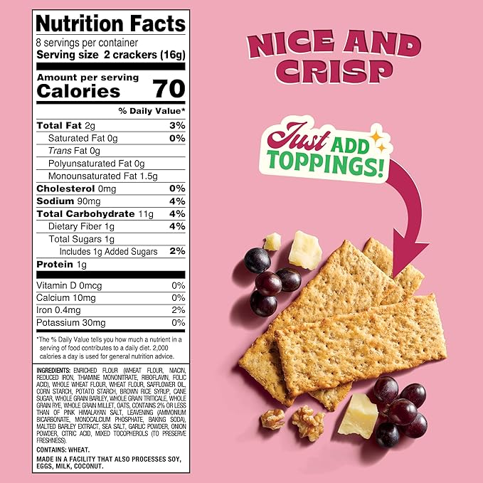 Back to Nature - Pink Himalayan Sea Salt Multigrain Flatbread Crackers - Made With Real Ingredients like Wheat Flour and Whole Grains - Enjoy a Seriously Tasty Non-GMO Snack - 5 ounce (Pack of 2)
