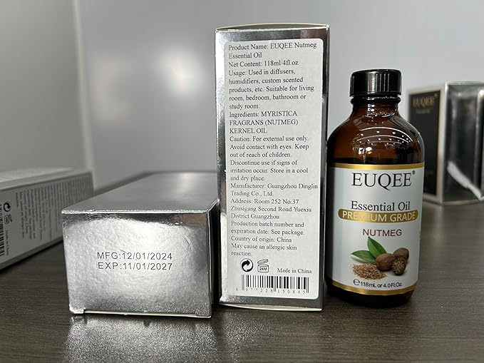 Nutmeg Essential Oil 118ML Large Capacity Nutmeg Oil Premium Aromatherapy Essential Oils with Glass Dropper for Candle Making, Soap Making-4oz