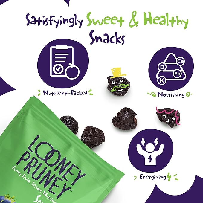 Looney Pruney Smalls Fruit Snacks | Naturally Sweet Bite-Sized Prunes | Organic Fruit Snack Packs For Kids & Adults | Vegan Food With No Added Sugar & Preservatives | Kosher | 9 oz. (Pack of 6)
