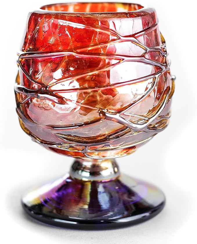 Authentic Mexican Tequila Hand Blown Shot Glasses - Set of 4-2 oz - Mini Glass Snifters - Heavy Base - Cognac (Diamond)