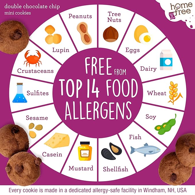 Homefree Mini Double Chocolate Chip Cookie Box, Gluten Free, Nut Free, Vegan, School Safe and Allergy Friendly Snack, 5 oz. Box (Pack of 6)
