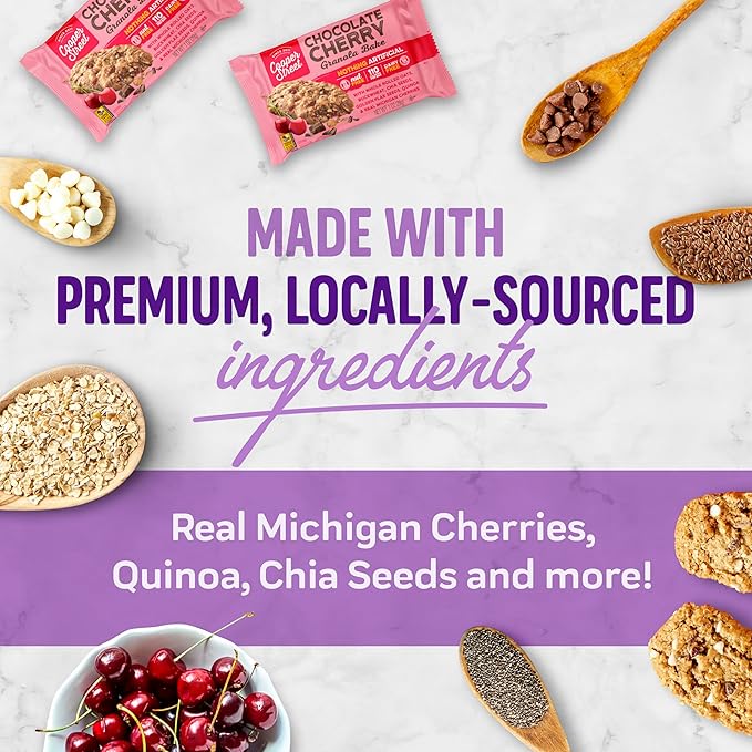 Cooper Street Granola Cookie Bake - Chocolate Cherry Chewy Granola Bars | Individually Wrapped Healthy Breakfast Bars | 6 oz | 6 Pack