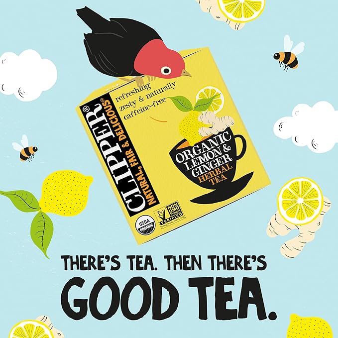 Clipper Tea Lemon & Ginger Teabags ??Caffeine Free, USDA Organic, Great Hot or Iced ??Aromatic, Natural, Fair & Delicious ??200 Tea Bags