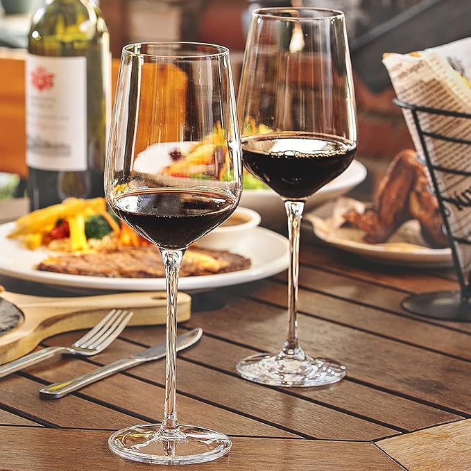 Wine Glasses Set of 6, Crystal Glass with Stem for Drinking Red/White/Cabernet Wine as Gifts Sets, Clear Lead-Free Premium Blown Glassware (19oz,6 pack)