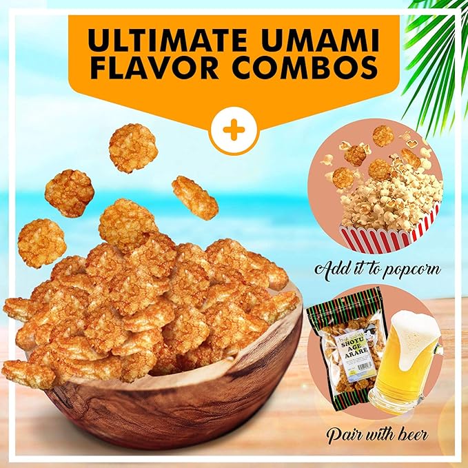 Shoyu Age Fried Arare Rice Crackers 6 Ounce - Perfect on the go snack. Add to popcorn or trail mix. Packed fresh in Hawaii. Sweet and salty flavor profile