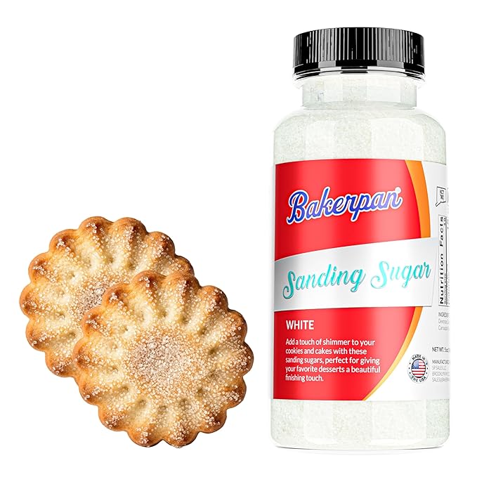Bakerpan White Sanding Sugar for Baking & Cookie Decorating - 5 Ounce Edible White Sugar Sprinkles for Cookies, Cakes, Cocktails (Made In USA)
