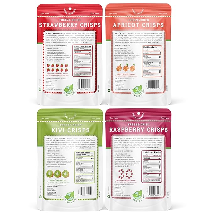 Nature?™s Turn Freeze-Dried Fruit Crisps ??Healthy, Gluten-Free, Crispy & Delicious, Plant-Based Snack, Ideal for Cereal, Smoothies, School Lunches, & On-the-Go, Sour Variety, Pack of 16 (0.53 oz Each)