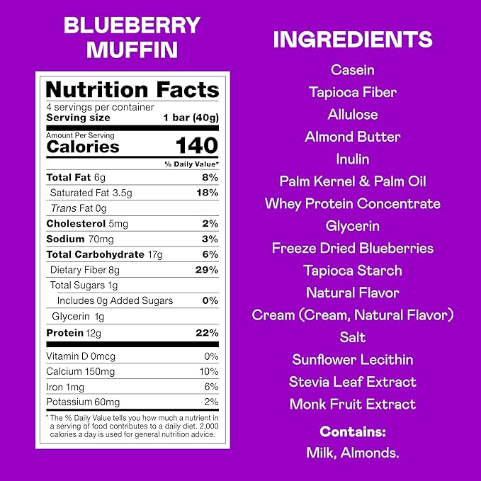 MAGIC SPOON Treats I High Protein Bars I Low Carb I Keto Friendly I 1g of Sugar I Gluten Free Crispy Treat I Cereal Bar & On-The-Go Healthy Snack (Blueberry Muffin, 8 Bars)