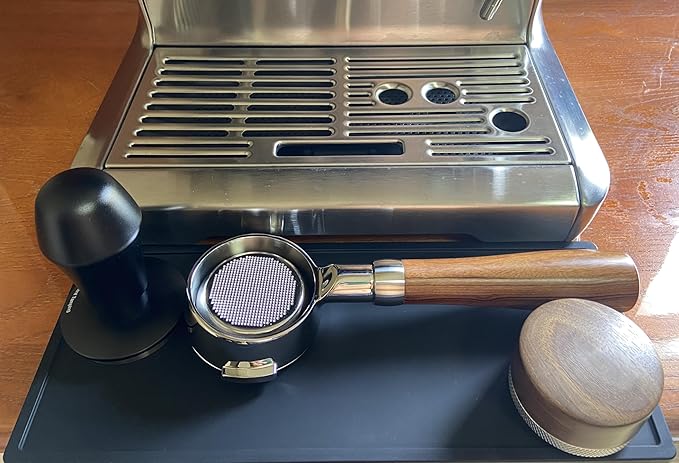 58mm Bottomless Portafilter Fits E61 Grouphead Espresso Machine Stainless Steel Naked Portafilter Along with Espresso Filter Basket Coffee Bottomless Handle-Wooden