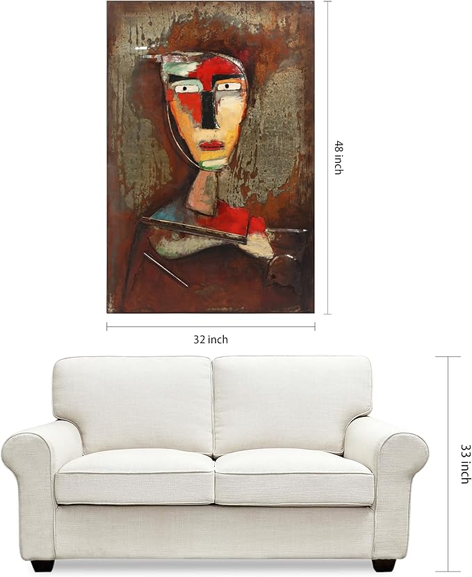 Empire Art Direct Homme III Mixed Media Iron Hand Painted Dimensional Wall Art, 48" x 32" x 2.2", Ready to Hang