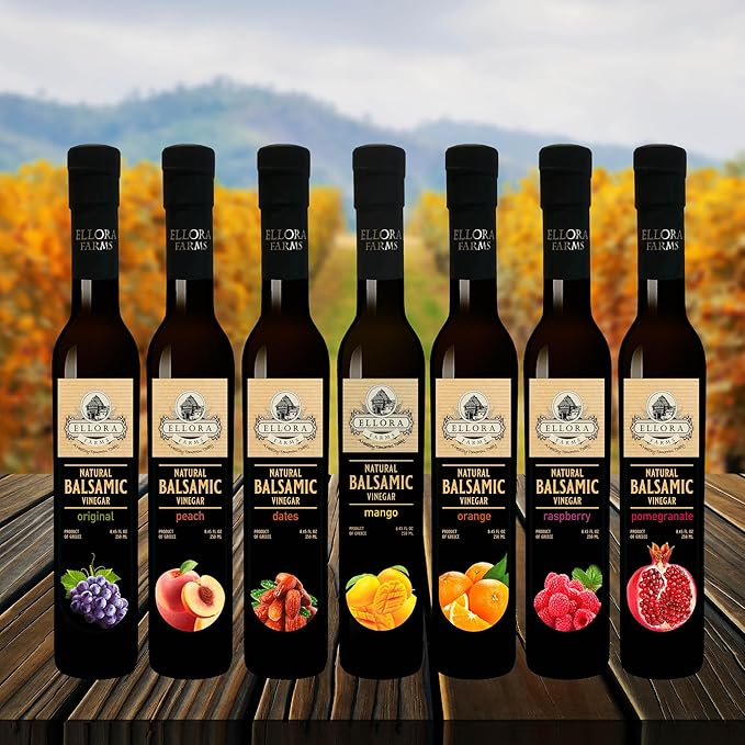 Ellora Farms, Mango fruit Infused Greek Balsamic Vinegar, thick and creamy, no-added sugars, no-preservatives, 8.45 oz. bottle, Pack of 1