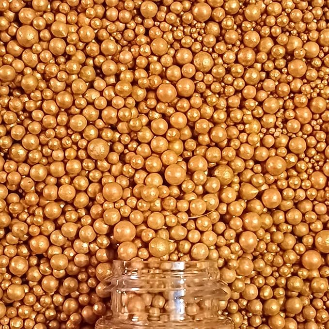 Confect Gold Edible Cake Sprinkles ??Confect Love Metallic Disco Balls for Cake & Cupcake Decorating ??Shiny Gold Sugar Pearls for Baking, Desserts, Cookies | Vegan, Gluten-Free, Nut-Free, Soy-Free, Dairy-Free, Palm Oil-Free??4.2 Oz