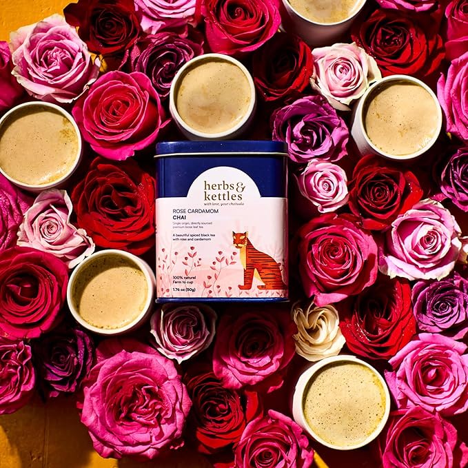 Herbs & Kettles Chai Combo Set | Masala Chai, Rose Cardamom Chai & Vanilla Lavender | Gourmet Loose Leaf Tea for Tea Lovers | Premium Indian Tea Collection for Birthdays, Holidays & Special Occasions