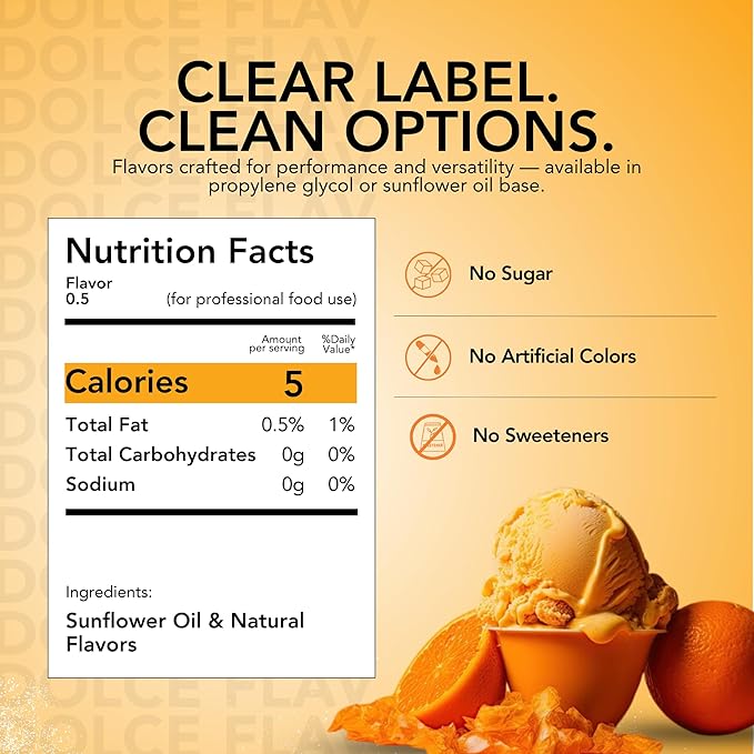 Dolce Flav Natural Orange Extract ??2 Ounce Oil-Soluble Kosher, Sugar-Free, Concentrated Citrus Flavor for Candy, Chocolates & Desserts, Includes Measured Dropper
