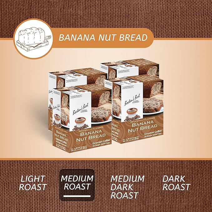 Bostonโs Best - Banana Nut Bread Flavored Delicious Gourmet Coffee Compatible with Keurig Coffee Maker, 24 Count (Pack of 4)