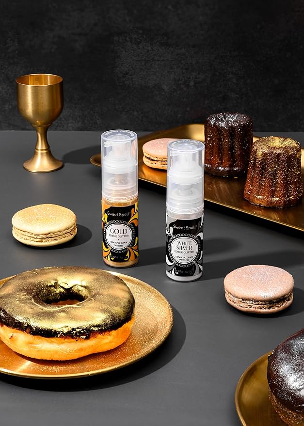 Sweet Spell Edible Cake Glitter Spray ??Shimmering Magic for Cakes Decorating & Cocktails ??100% Edible, Food-Grade, Vegan, Gluten-Free (Gold)