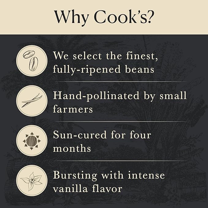 Cook's, Natural Vanilla Bean Paste, Gourmet Grade A Madagascar Premium Vanilla Made with Fresh Vanilla Beans for Baking and Cooking, 16 oz