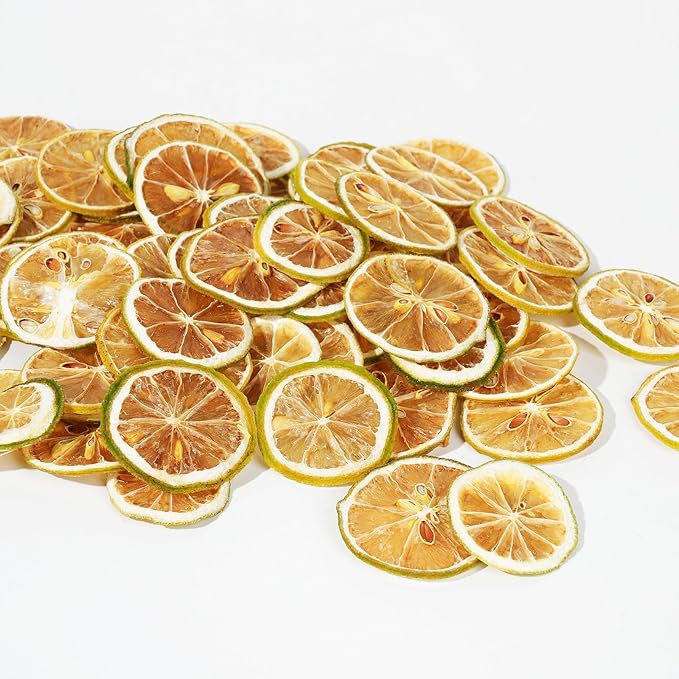 9oz Dehydrated Fruit Slices Cocktail Garnish Set, Featuring Dried Orange, Lime, and Lemon Slices, Plus 10 Pcs Drink Umbrella Picks, Ideal for Baking Party DIY Decorations.