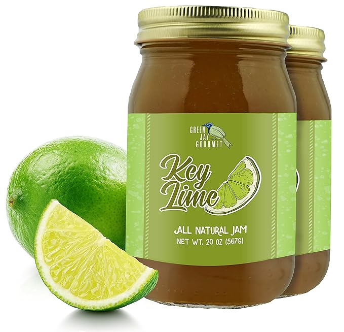Green Jay Gourmet Key Lime Jam – All-Natural Lime Jam – Key Lime Pie Filling & Dessert Topping – Vegan, Gluten free - Contains No Preservatives or Corn Syrup – USA Made Jelly – 2 x 19 Ounces