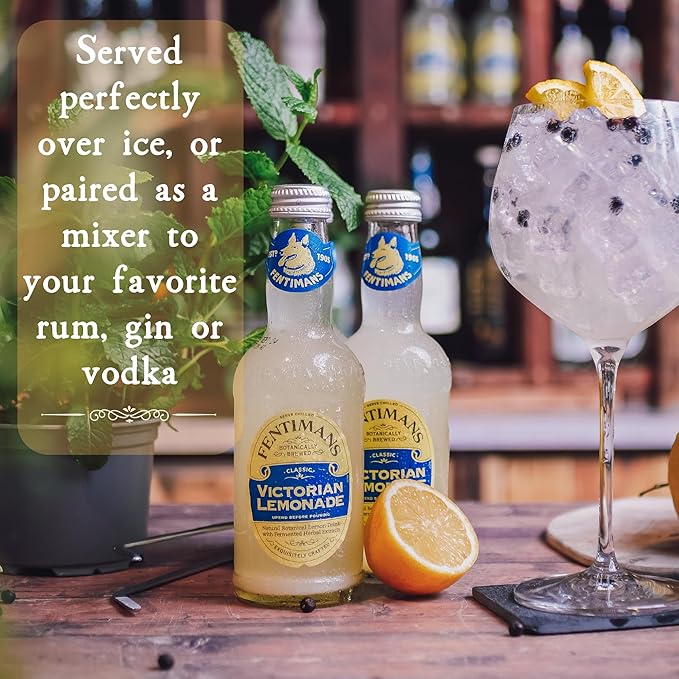 Fentimans Sparkling Victorian Lemonade - Lemon Sparkling Water, Great Over Ice or as Mixer, All Natural Ingredients, Craft Soda, Botanically Brewed - 9.3 Fl Oz (Pack of 12)