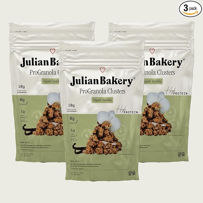 Julian Bakery® ProGranola® Cereal | Vegan | Vanilla Cluster | 10g Protein | 1 Net Carb | Gluten-Free | Grain-Free | 9oz (3 PACK)