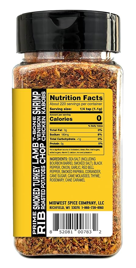 Craft Spice Blends Bourbon Barrel Steak Seasoning - Smoking and Grilling Meat - Steaks, Brisket, Burgers, Chicken, Pork - Dry BBQ Seasonings and Spices - 8.6 oz