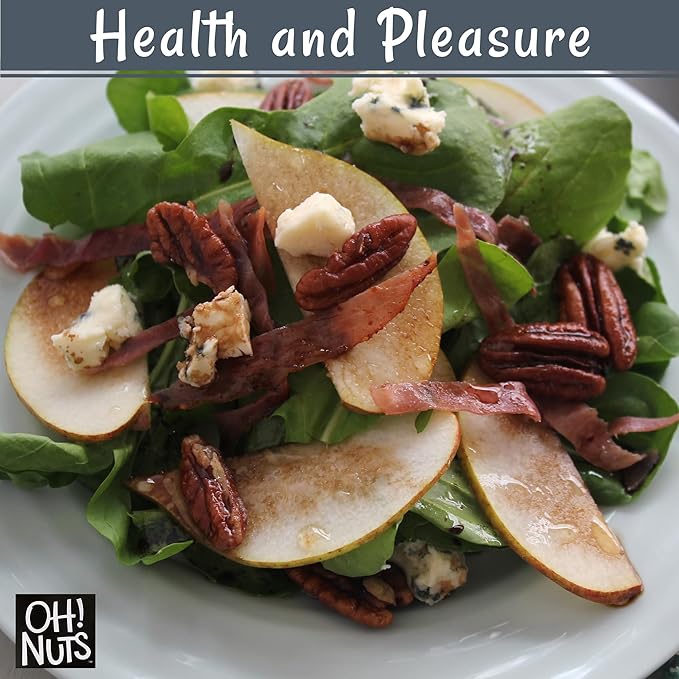 Oh! Nuts Pecans Dry Roasted Unsalted - Kosher, Oil-Free, All Natural Pecans - For Baking, Snacks, Salad, Dressing - Packed in 1 LB Resealable Bulk Bag