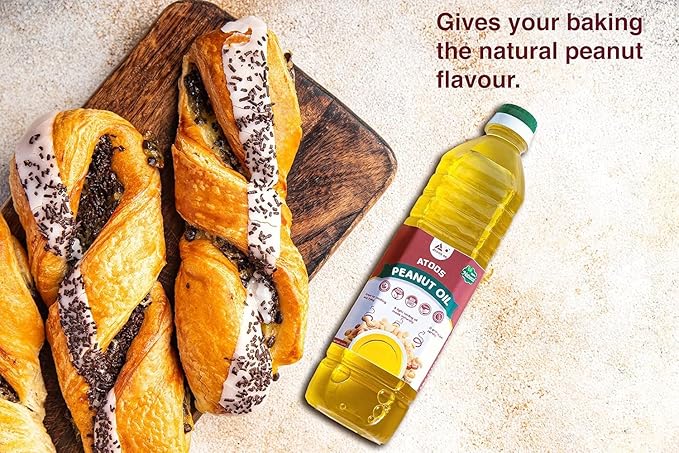 Atoos Peanut Oil |Made from Raw Peanuts 33.8oz ??Natural Cooking Oil, Healthy Deep Fryer Oil, Non-GMO| Pure Groundnut Oil rich in Vitamin E
