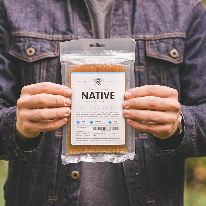 Homestead Honey Native Wildflower Honey Sticks (Pack Size - 20 Count)