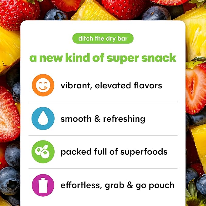 Noka Superfood Fruit Smoothie Pouches Variety Pack, Healthy Snacks with Flax Seed, Plant Protein and Prebiotic Fiber, Vegan and Gluten Free Snacks, Made in USA, Organic Squeeze Pouch, 4.22 oz, 6 Count
