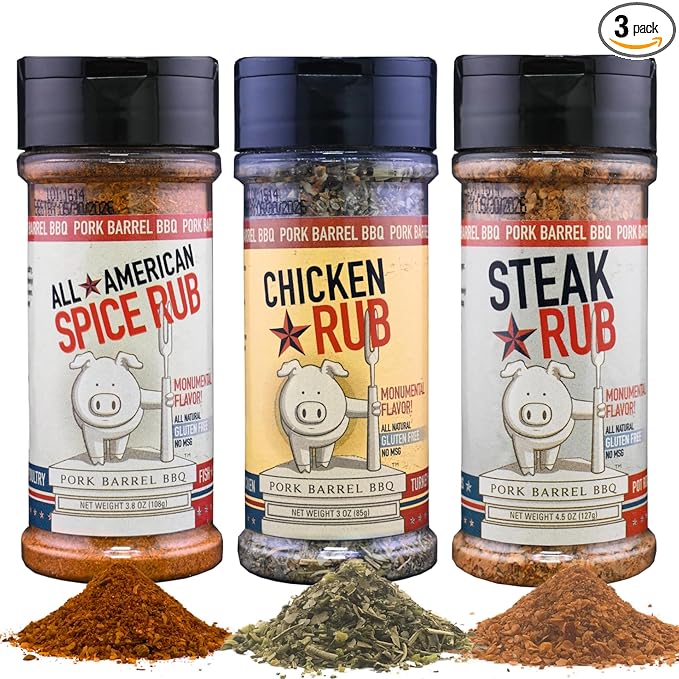 Pork Barrel BBQ Seasoning Rub Variety Pack | Gifts for Men| All Purpose BBQ Spice - No MSG, Gluten-Free, Zero Calorie | Great for Beef, Steak, Burgers, Pork, and Chicken