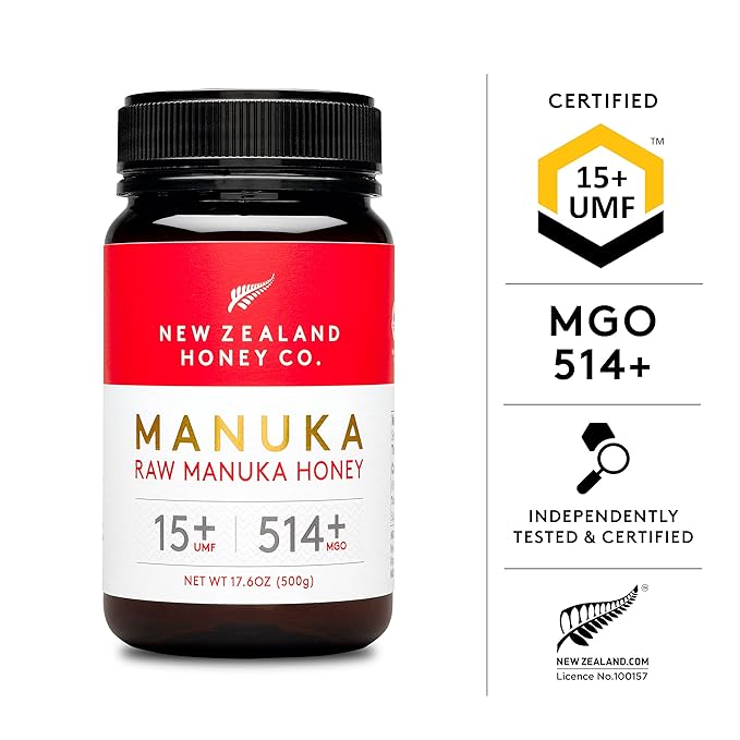 New Zealand Honey Co. Raw Manuka Honey UMF 15+ | MGO 514+, UMF Certified / 17.6oz