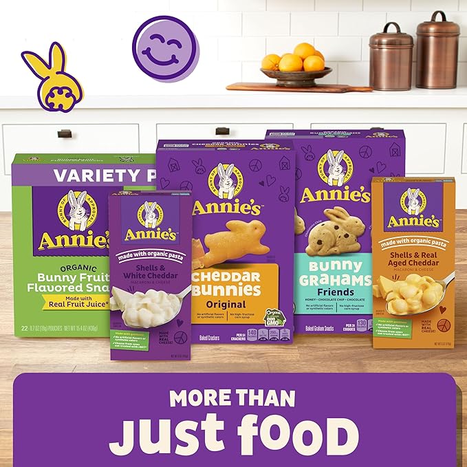 Annie's Organic Friends Bunny Grahams, Chocolate Chip, Chocolate, and Honey Baked Graham Snacks, 12 Pouches, 12 oz