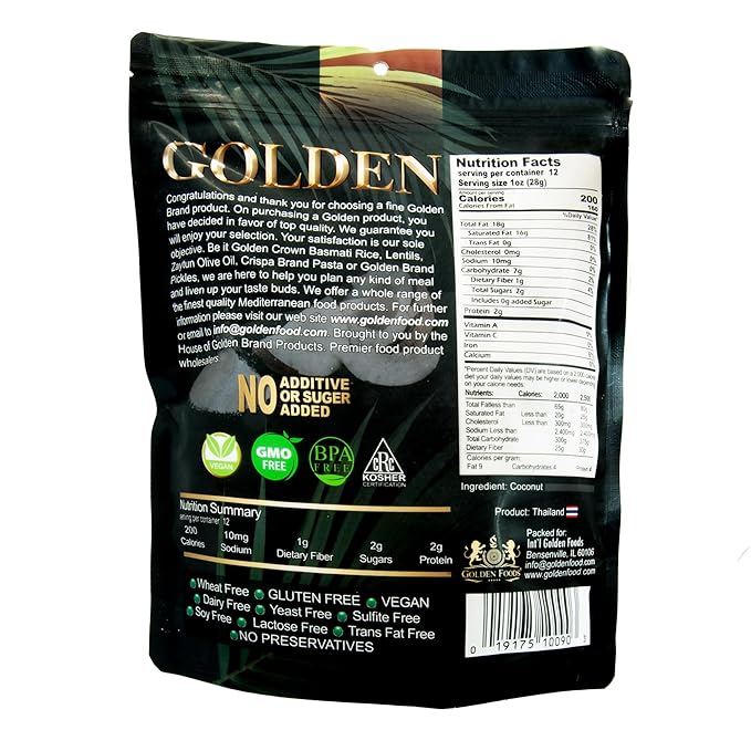 Golden Premium Quality Fine Coconut Macaroons - 12 oz (340 g) | Natural, No Additives, No Added Sugar | Resealable Pouch & Nutritious Snack | Perfect For Baking, Cooking & Smoothies