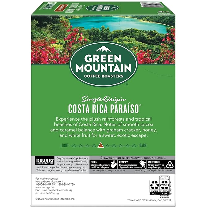 Green Mountain Coffee Roasters Costa Rica Paraiso Single-Serve K-Cup Pods, Medium Roast Coffee, 96 Count