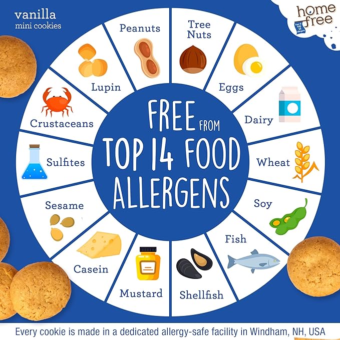 Homefree Treats You Can Trust Gluten Free Mini Cookies, Single Serve, Vanilla, 70% organic, 1.1 Ounce (Pack of 10)