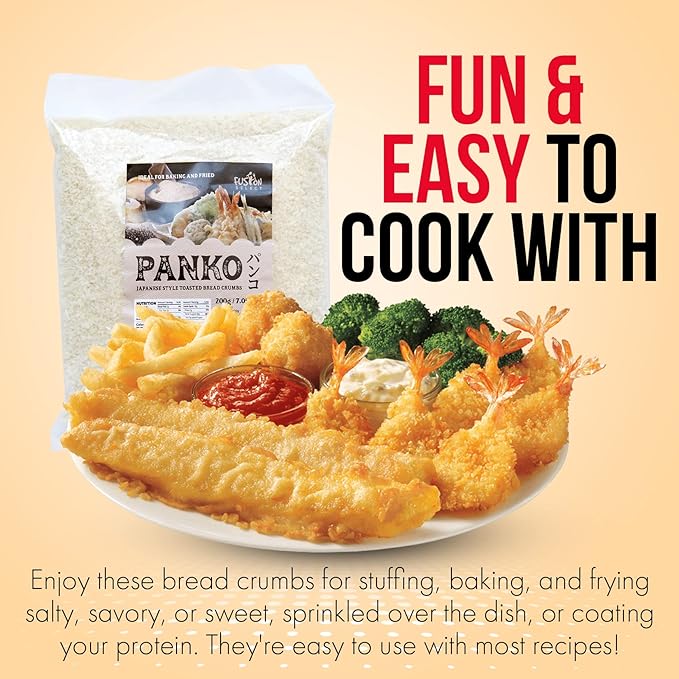 Fusion Select 7 Oz Panko Bread Crumbs - Japanese-Style Toasted Vegan Panko Breadcrumbs for Breading, Frying, Baking - For Fried Chicken & Pork, Baked Pasta, Roasted Vegetables, Tonkatsu
