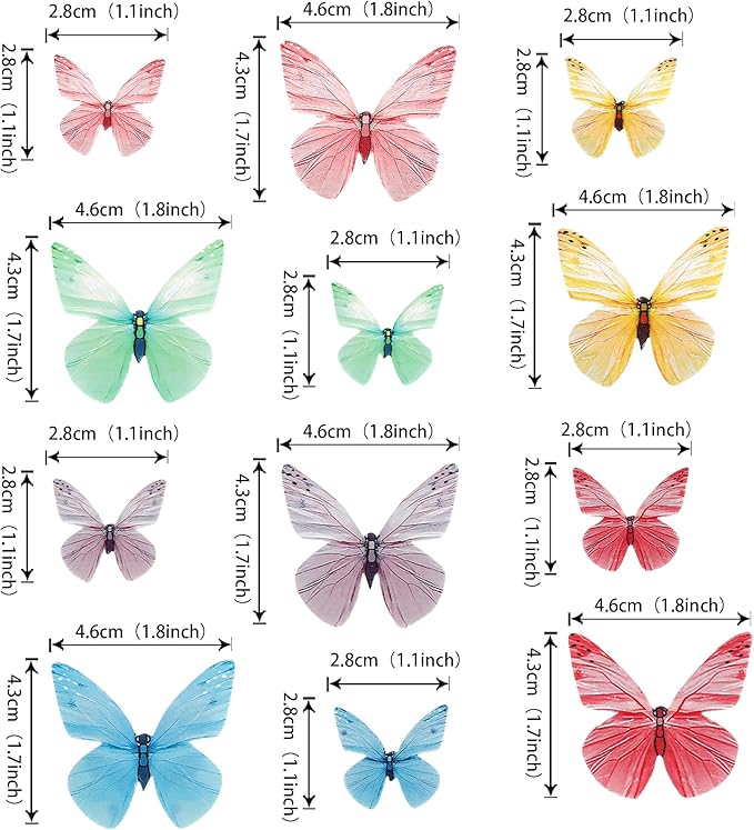 72PCS Butterfly Edible Cupcake Toppers Butterfly Cake Decoration Edible Butterfly Cupcake Picks for Butterfly Theme Baby Shower Kids Birthday Party Cake Decorations Supplies Colorful