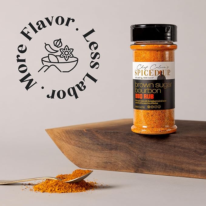 Brown Sugar Bourbon Seasoning - BBQ Rubs And spices For grilling - Gourmet Barbecue Seasoning With Bourbon And Brown Sugar - Perfect for Ribs, Chicken, Pork And Brisket- Spiced Up By Chef Calvin