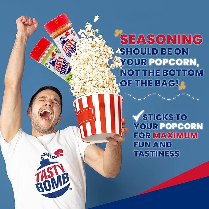 Tasty Bomb Popcorn Seasoning Pack, Keto Friendly, Gluten Free Popcorn Seasoning, Popcorn Seasonings Powder For Gifting, Pack of 4- Sour Cream & Onion, Garlic Parmesan, Dill Pickle, Cheesy Jalapeno
