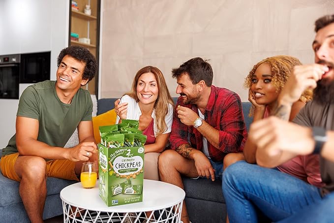 The Happy Snack Company Crunchy Chickpeas Lime & Cracked Pepper 24 x 1 oz. 5g Plant Based Protein & 120 Cals. Gluten,Nut & Dairy Free, Non-GMO and Vegan.