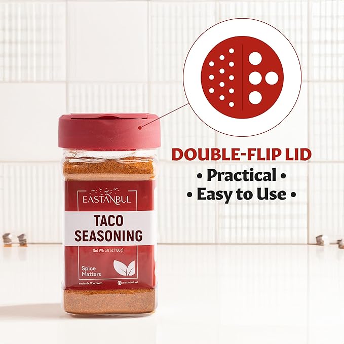 Eastanbul Taco Seasoning Mix, 5.6oz Taco Seasoning, 100% Natural, Vegan Spice Mix, Non-GMO & Vegan, Spice for Quick Recipes