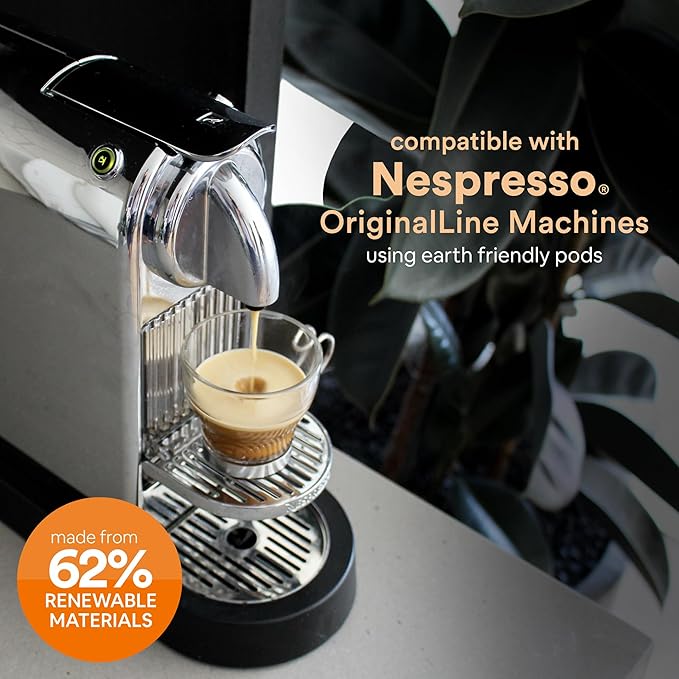 WOKEN COFFEE Compostable Nespresso Pods - Arabica Medium Roast Italian Espresso Coffee Capsules Compatible With Nespresso Coffee Machine (60 Pod Count, 6 Boxes)