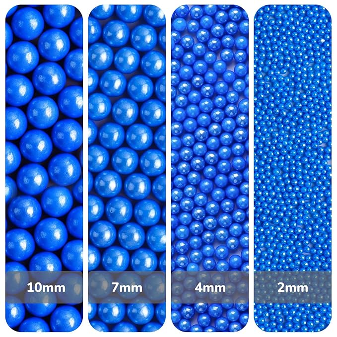 Blue Pearl Sprinkles for Cake Decorating, 11.3 Oz Edible Pearls Sugar 4 Sizes Gift Box Set for Baking Cookie Ice Cream Cupcake Toppings